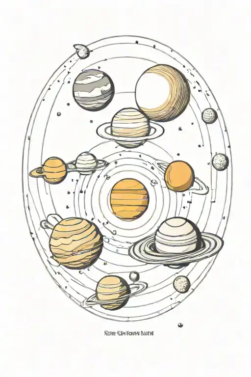 space, solar system, planets tattoo design idea