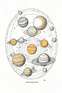 space, solar system, planets tattoo design idea