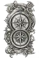 Nautical compass surrounded tattoo design idea