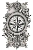 Nautical compass surrounded tattoo design idea