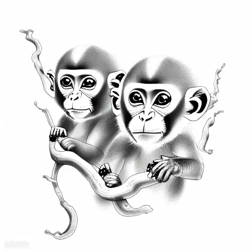 capuchin monkey, lianas, twilight, tendrils tattoo design idea