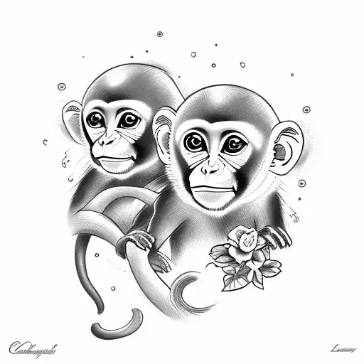 capuchin monkey, lianas, twilight, tendrils tattoo design idea