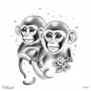 capuchin monkey, lianas, twilight, tendrils tattoo design idea