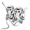 capuchin monkey, lianas, twilight, tendrils tattoo design idea