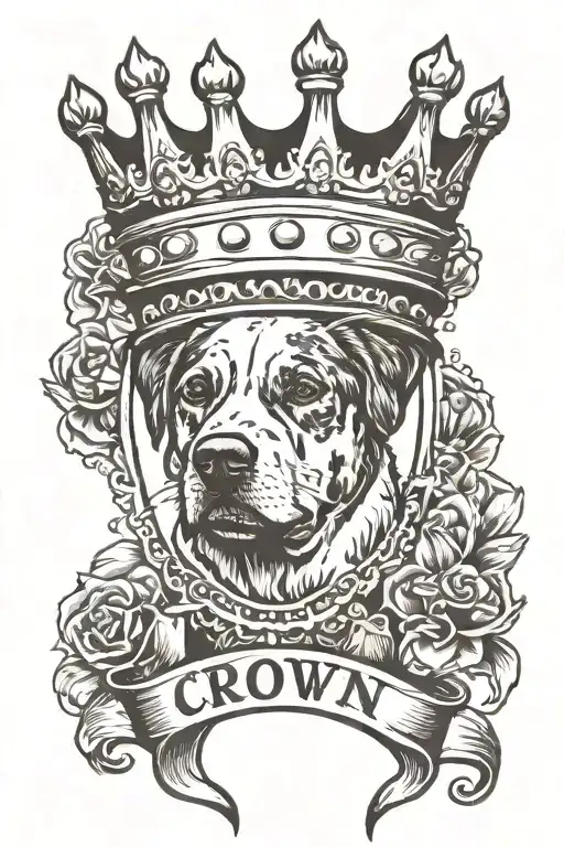 crown on dog pawprint  with name King  tattoo design idea