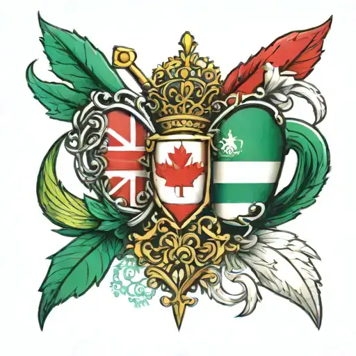 Canadian and Hungarian flags intertwined tattoo design idea