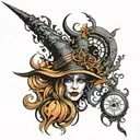 Witchy style tattoo design idea