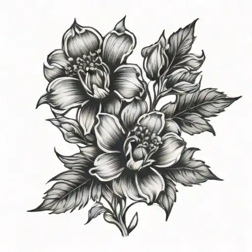 Tattoo of December birth flower with the name Ford incorporated in the stem vertically  tattoo design idea