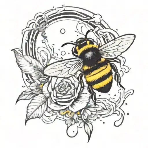 bumble bee and tornado forming tattoo design idea