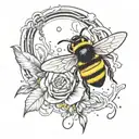 bumble bee and tornado forming tattoo design idea