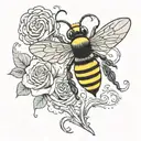 bumble bee and tornado forming tattoo design idea