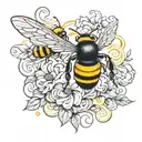 bumble bee and tornado forming tattoo design idea