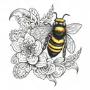 bumble bee and tornado forming tattoo design idea