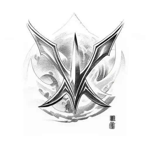 a mix of the bat symbol, wonder woman logo, and aquaman trident  tattoo design idea