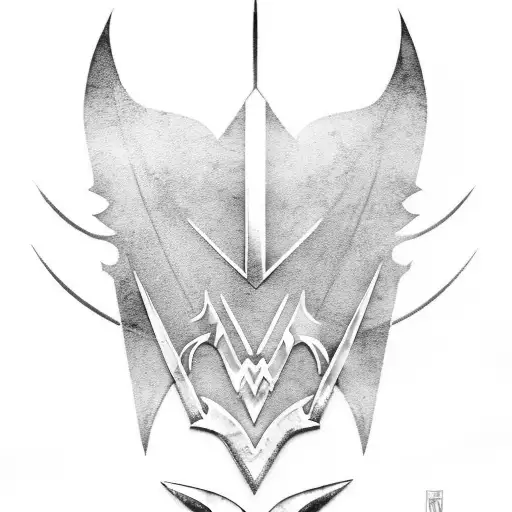 a mix of the bat symbol, wonder woman logo, and aquaman trident  tattoo design idea