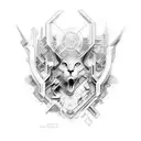 Chip on the shoulder with matrix theme numbers running on the back. tattoo design idea