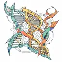 Geometric DNA spinal tattoo design idea