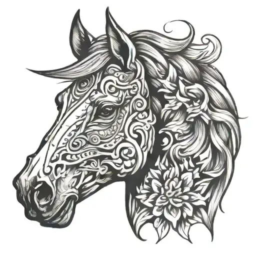 horse head tattoo design idea