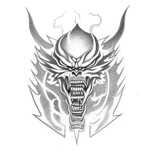 a demonic figure in lightning tattoo design idea