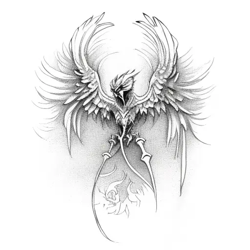 phoenix skeleton tattoo design idea