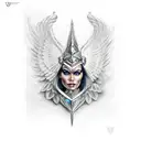 valkyrie sideways tattoo design idea