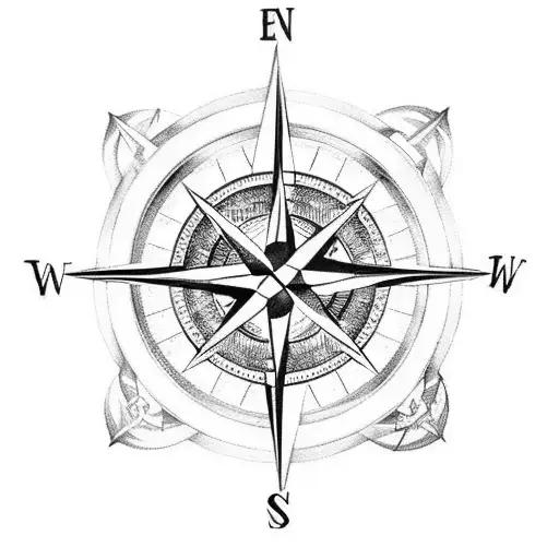 A compass rose intertwined with a heart and anchor symbolizing love, strength, and direction in life tattoo design idea