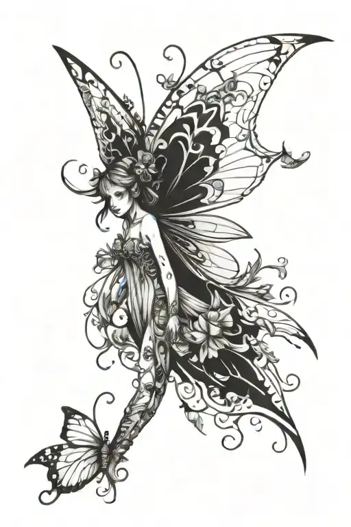butterfly fairy demon  wings tattoo design idea