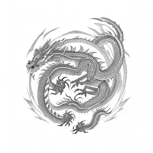 an asian dragon with ringed eyes  tattoo design idea