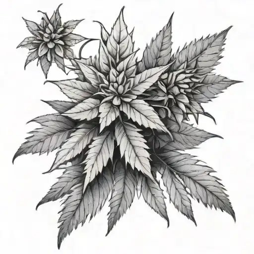 indica cannabis flowers tattoo design idea