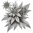 indica cannabis flowers tattoo design idea