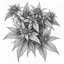 indica cannabis flowers tattoo design idea