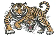 circus tiger fire  tattoo design idea