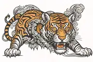 circus tiger fire  tattoo design idea