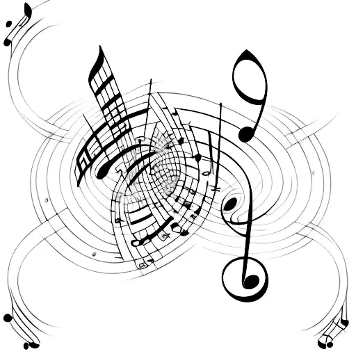 Design: Geometric designs punctuated by musical notes, treble clefs, or even a line of sheet music. Size Options: Small  tattoo design idea