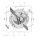 Design: Geometric designs punctuated by musical notes, treble clefs, or even a line of sheet music. Size Options: Small  tattoo design idea