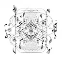 Design: Geometric designs punctuated by musical notes, treble clefs, or even a line of sheet music. Size Options: Small  tattoo design idea