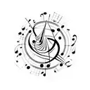 Design: Geometric designs punctuated by musical notes, treble clefs, or even a line of sheet music. Size Options: Small  tattoo design idea