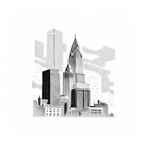 Philly tattoo with city skyline and 1989 tattoo design idea