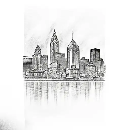 Philadelphia tattoo drawling with city skyline tattoo design idea