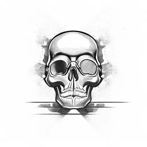 A military skull with a camouflage pattern background tattoo design idea
