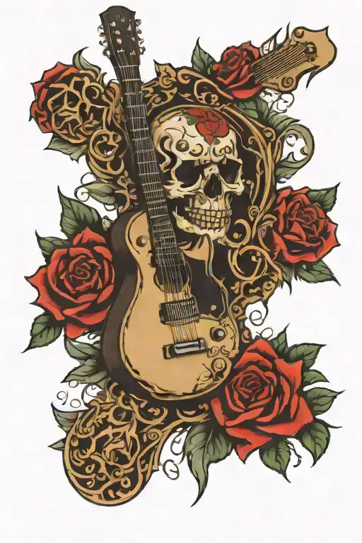 rip dad guitars tattoo design idea