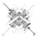 A cartesian plane that the axis is made by minimalistic but tribal arrows tattoo design idea