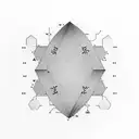 A cartesian plane that the axis is made by minimalistic but tribal arrows tattoo design idea