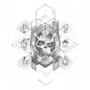 A cartesian plane that the axis is made by minimalistic but tribal arrows tattoo design idea