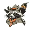 raccoon in cowboy hat  tattoo design idea