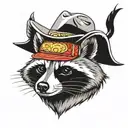 raccoon in cowboy hat  tattoo design idea
