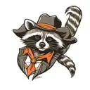 raccoon in cowboy hat  tattoo design idea