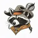 raccoon in cowboy hat  tattoo design idea