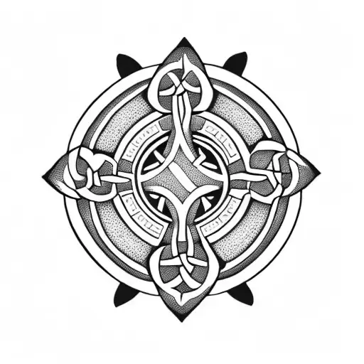 celtic cross with trinity knot in center tattoo design idea