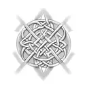 masculibe initials A and J in celtic font inside of a tribal trinity knot  tattoo design idea
